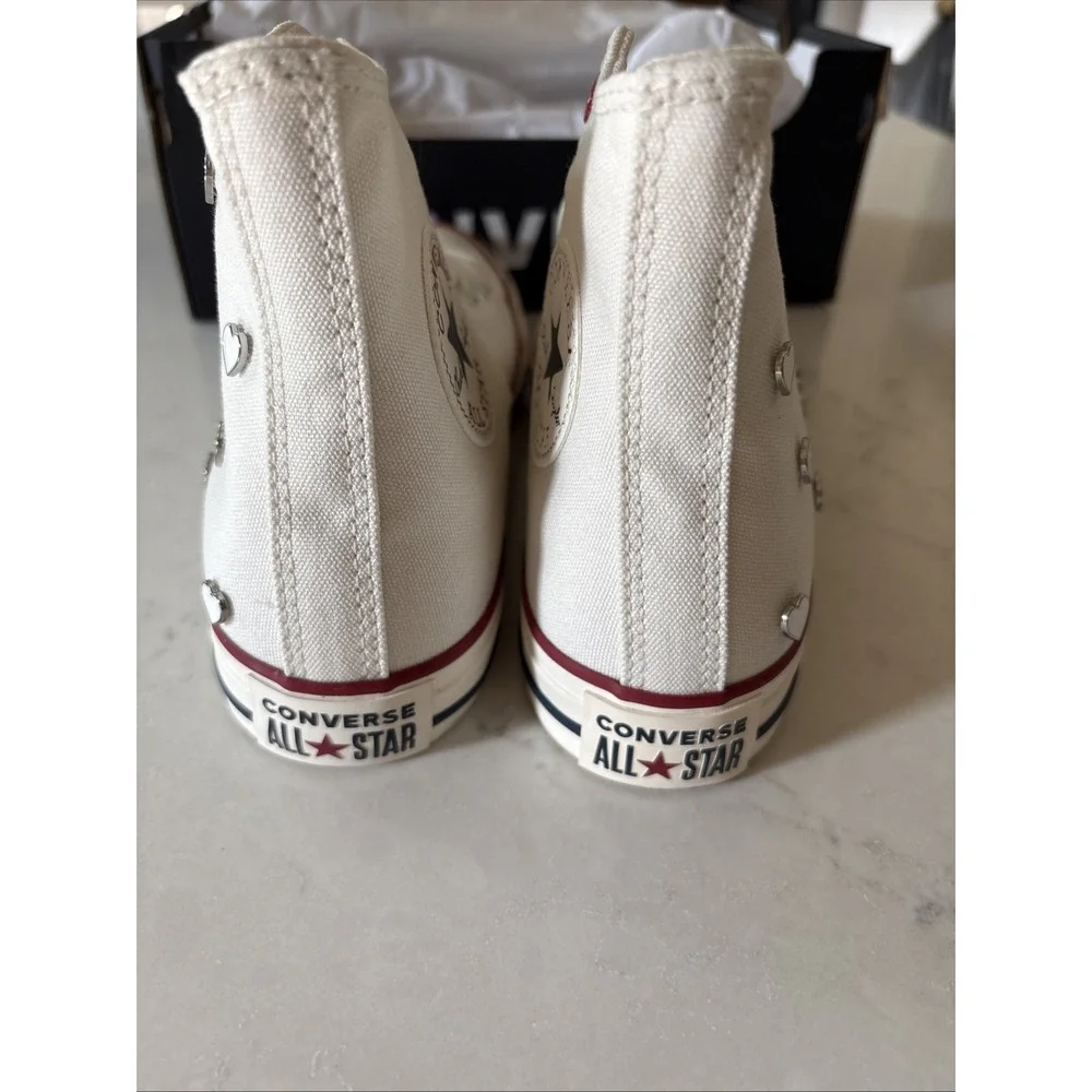 Converse Women 7.5 Chuck Taylor All Star White Hearts High Top Sneaker Retro Vtg